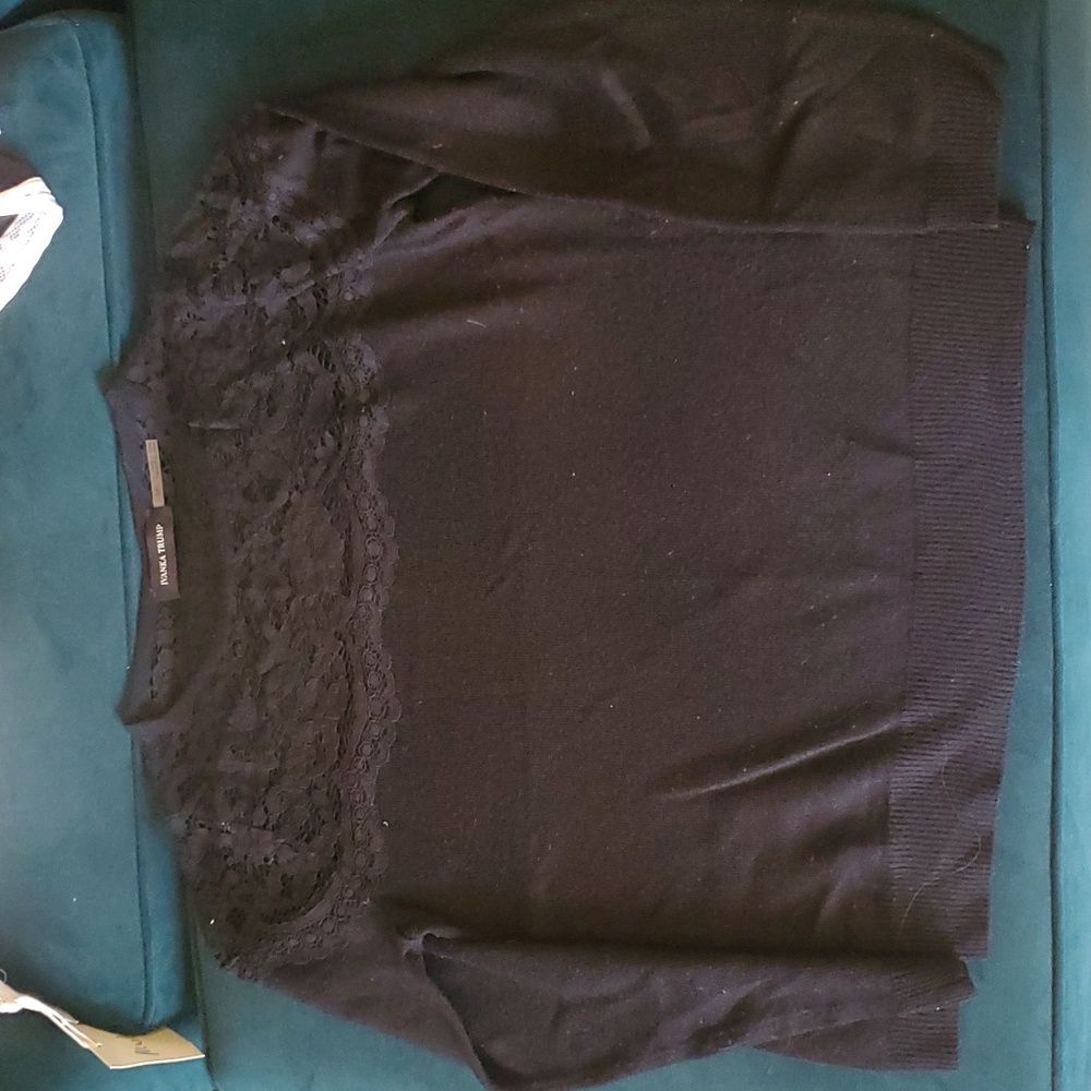 Black lace detail Ivanka Trump sweater